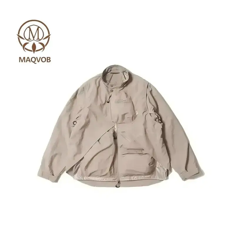 MAQVOB High Quality EU US Size Detachable Sleeve Vest Jacket Outdoor Casual Versatile Pocket Functional Jacket Top for Men Women
