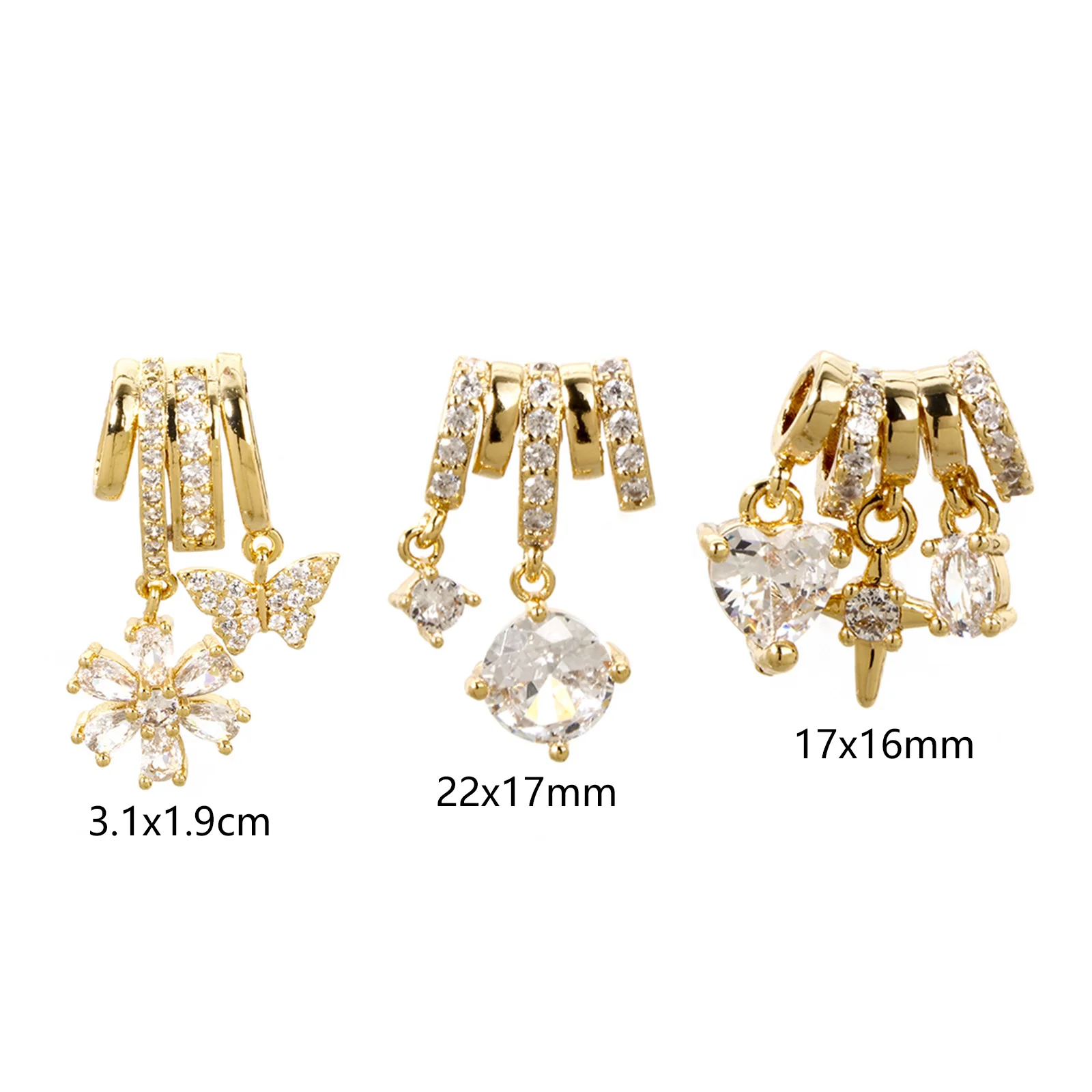 1 Piece Brass Micro Pave Charms 18K Gold Plated Butterfly Clear Cubic Zirconia For DIY Necklace Bracelet Jewelry Making Findings