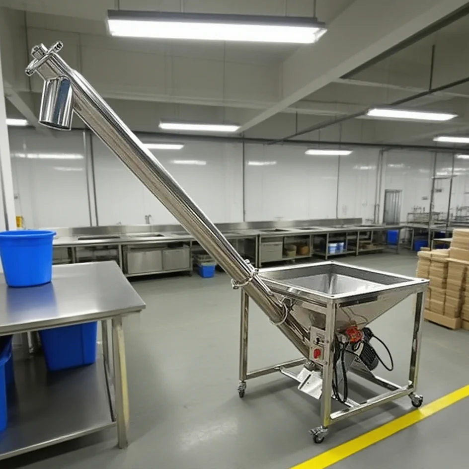 맞춤형 유연한 분말 공급 스크류 오거 컨베이어 스테인리스 스틸 호퍼 식품 산업 생산용 자재 처리