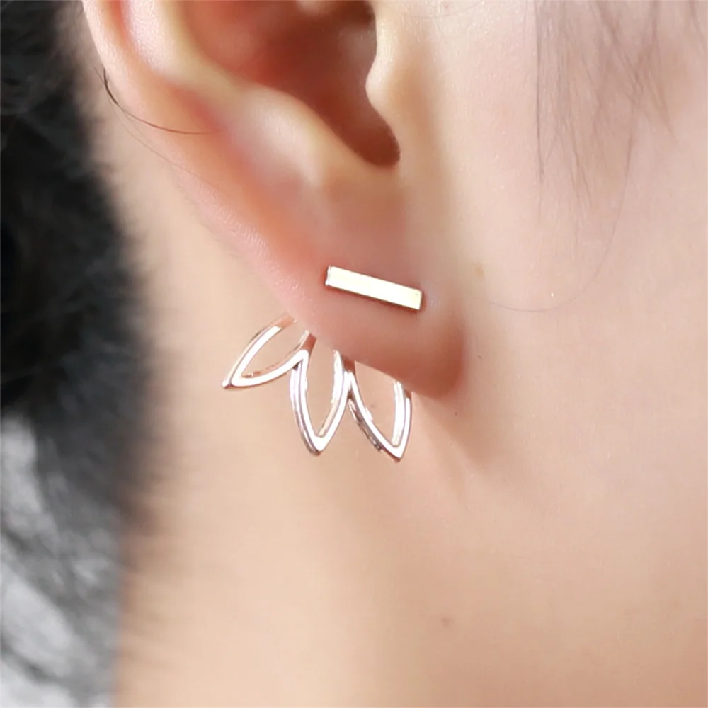 Simple Trends Stud Earrings Lotus Charm Vintage Stud Ear Fashion Ear stud Earring Girls Womens