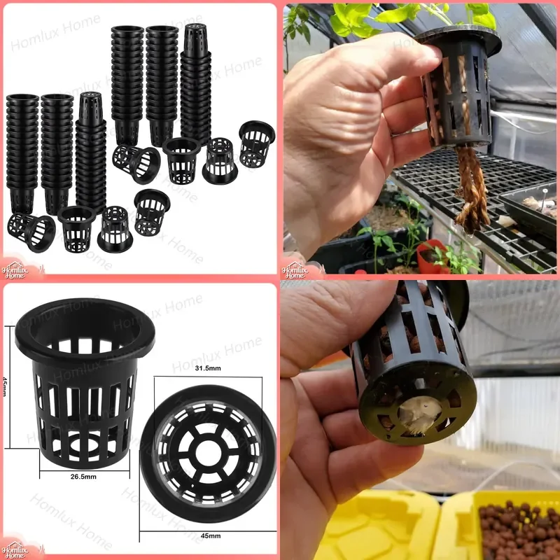 200 pcs 1.77 inch net cups slotted mesh wide lip hydroponic net pots for aquaponics orchid growing plant root aeration bucket