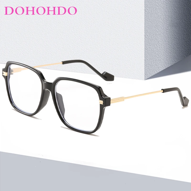 DOHOHDO Fashion Square Women Blue Light Flat Mirror Glasses 2024 New Men's Eyeglasses Frame BLue Light Blocking Computer Goggles