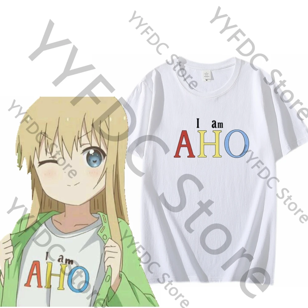 Yuruyuri T-shirt Toshinou Kyouko Same I Am Aho Print T Shirt Harajuku Fashion Y2k Anime Merch Women Men Summer Short Sleeve Tee