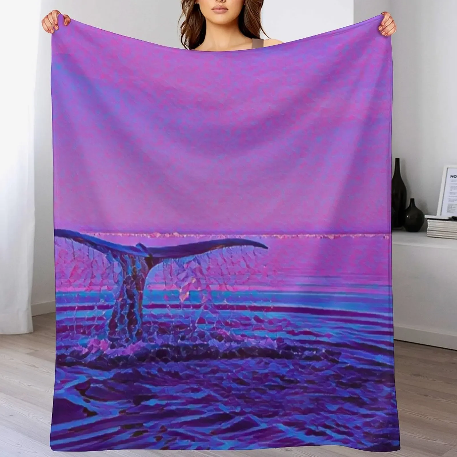 

Humpback Whale Tail In the Ocean Throw Blanket Thin Soft Blanket for Summer Night Sleeping