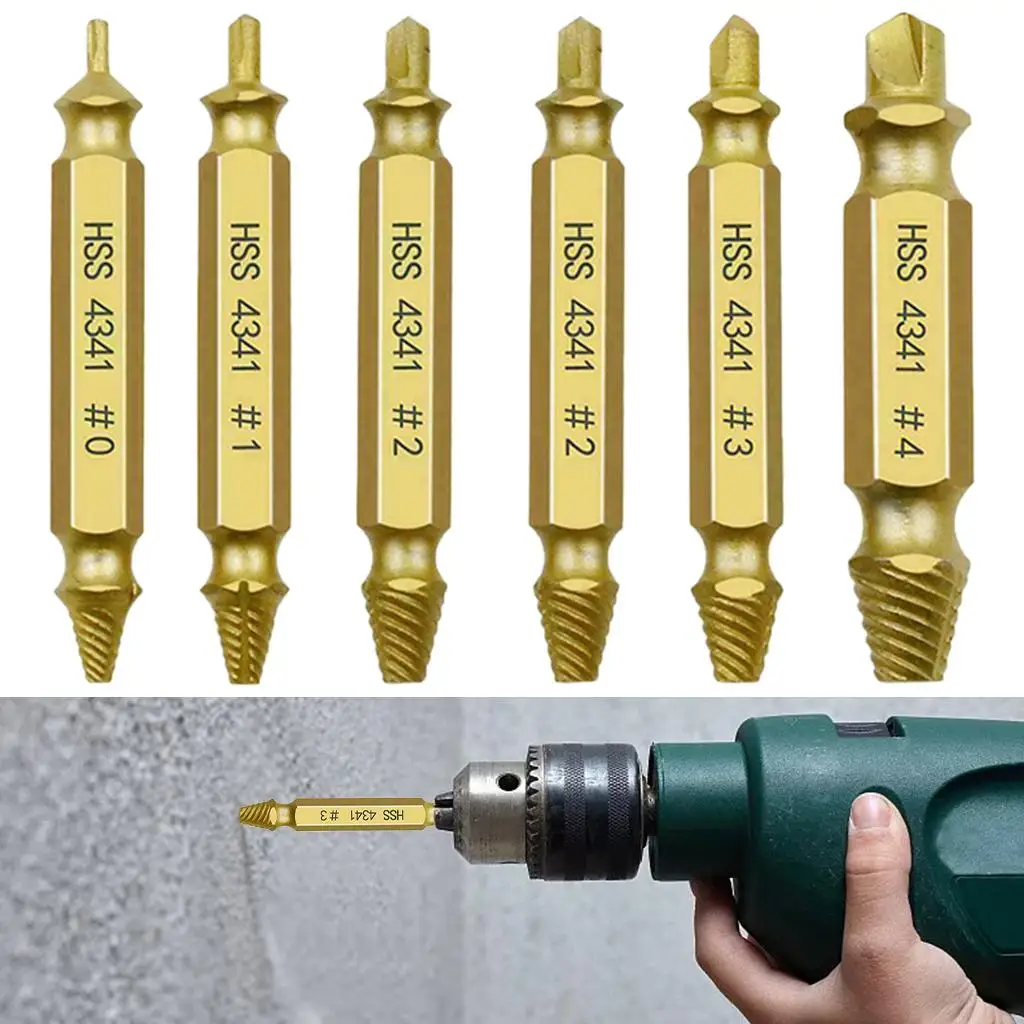 Loviver 6pcs EASY-OUT SCREW EXTRACTOR SET WITH LEFT HAND DRILL BITS