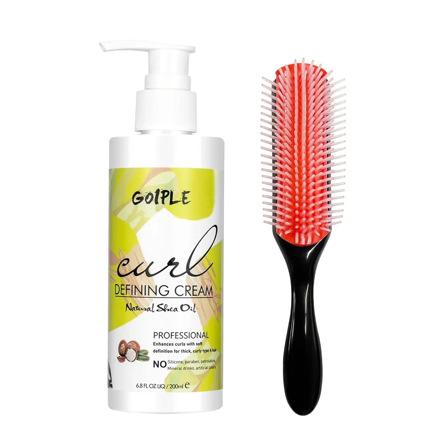 

Curl Setting Cream - Perfect Curl, Define All Natural Curl Types and Textures with 9 Rows of Brushes
