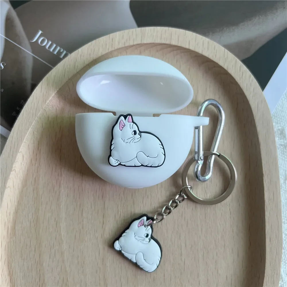 Per OnePlus Nord Buds 3 Pro/Pro 3 Custodia per auricolari con portachiavi Cartoon Cat Auricolari Cover Custodia in silicone carina per OnePlus