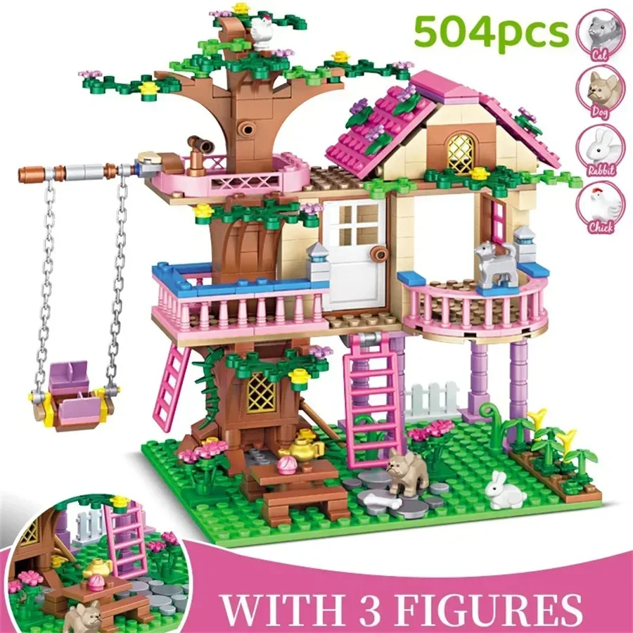 Vriendenstad Boomhut Zomer Vakantie Villa Kasteel Bouwstenen Sets Tuinmodel DIY Speelgoed Kinderen Meisje Jongen Kind Verjaardagscadeau