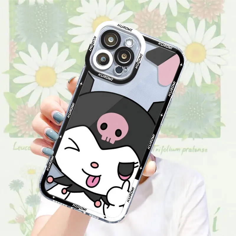 Etui na telefon Apple iPhone 11 13 15 14 Pro Max 12 Mini 7 8 Plus XR X XS SE 6 6S Angel Eye Shell Bumper Funny Cute Kuromi