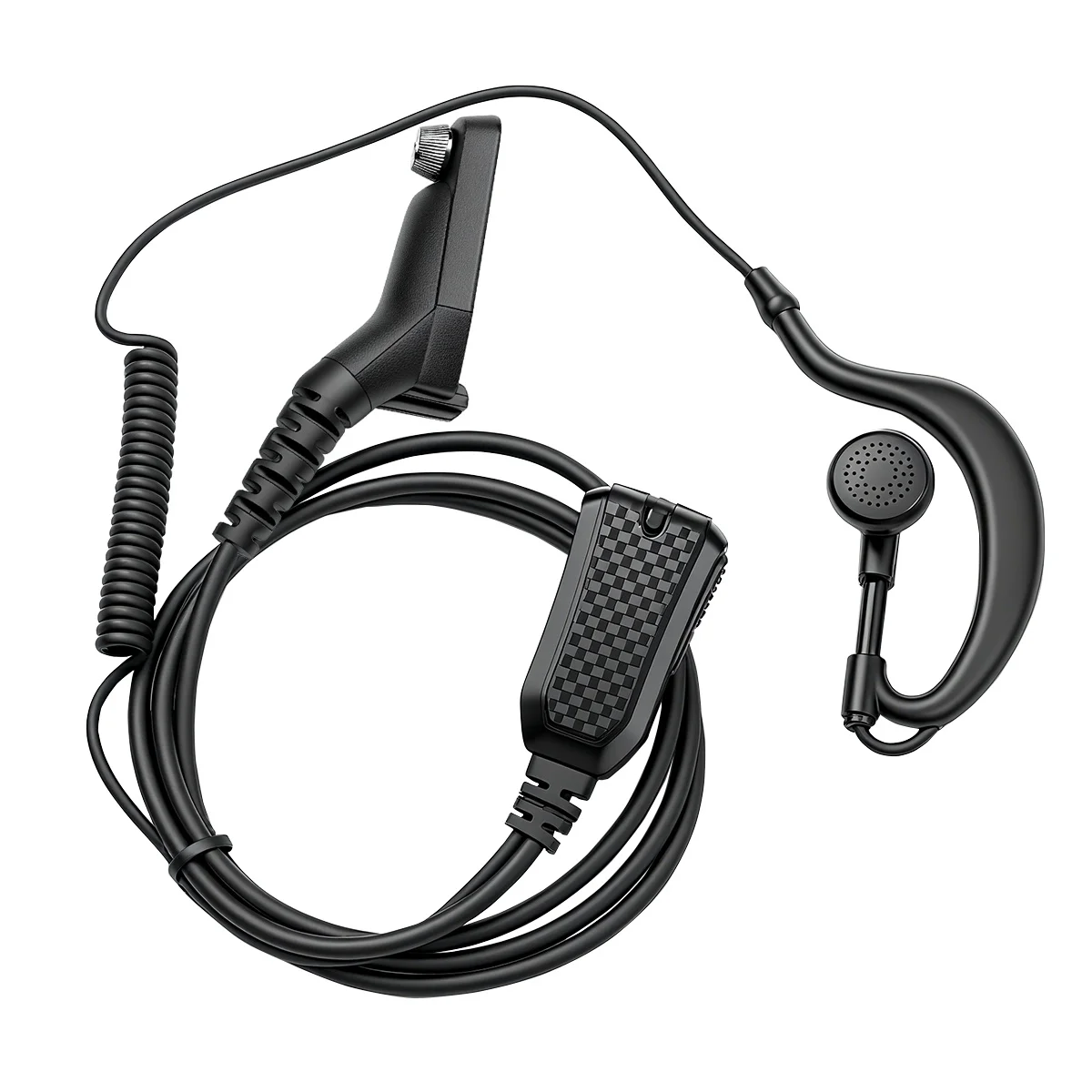 HYSHIKRA Casque Radio Compatible avec Retevis Baofeng UV5R Kenwood TK250 Talkie-walkie Headset avec PTT et Microphone (1, Tube Transparent) (Forme en G, 1