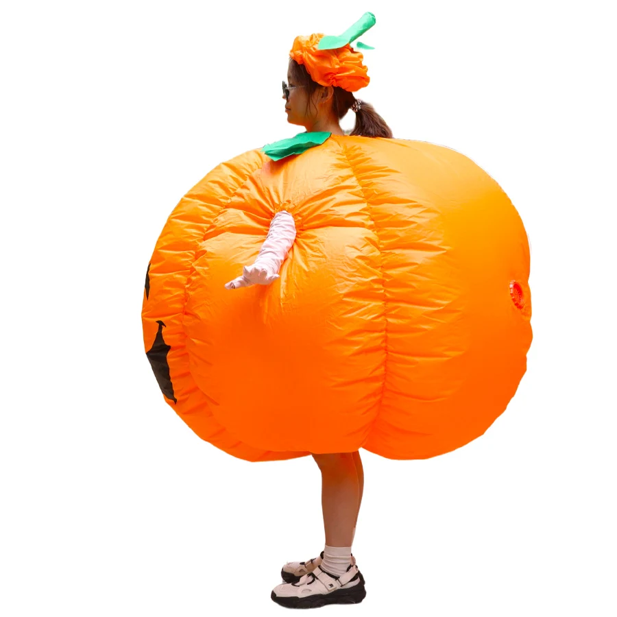 Traje inflável de abóbora-adulto tamanho único halloween engraçado festa cosplay traje de abóbora clube bola traje inflável