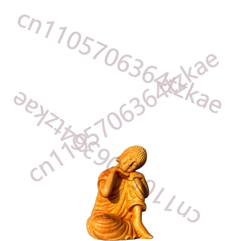 

Hand-Carved Cypress Wood Meditating Buddha Statue - 2.36" Shakyamuni Figurine Home Decor, Wood Carving Crafts,
