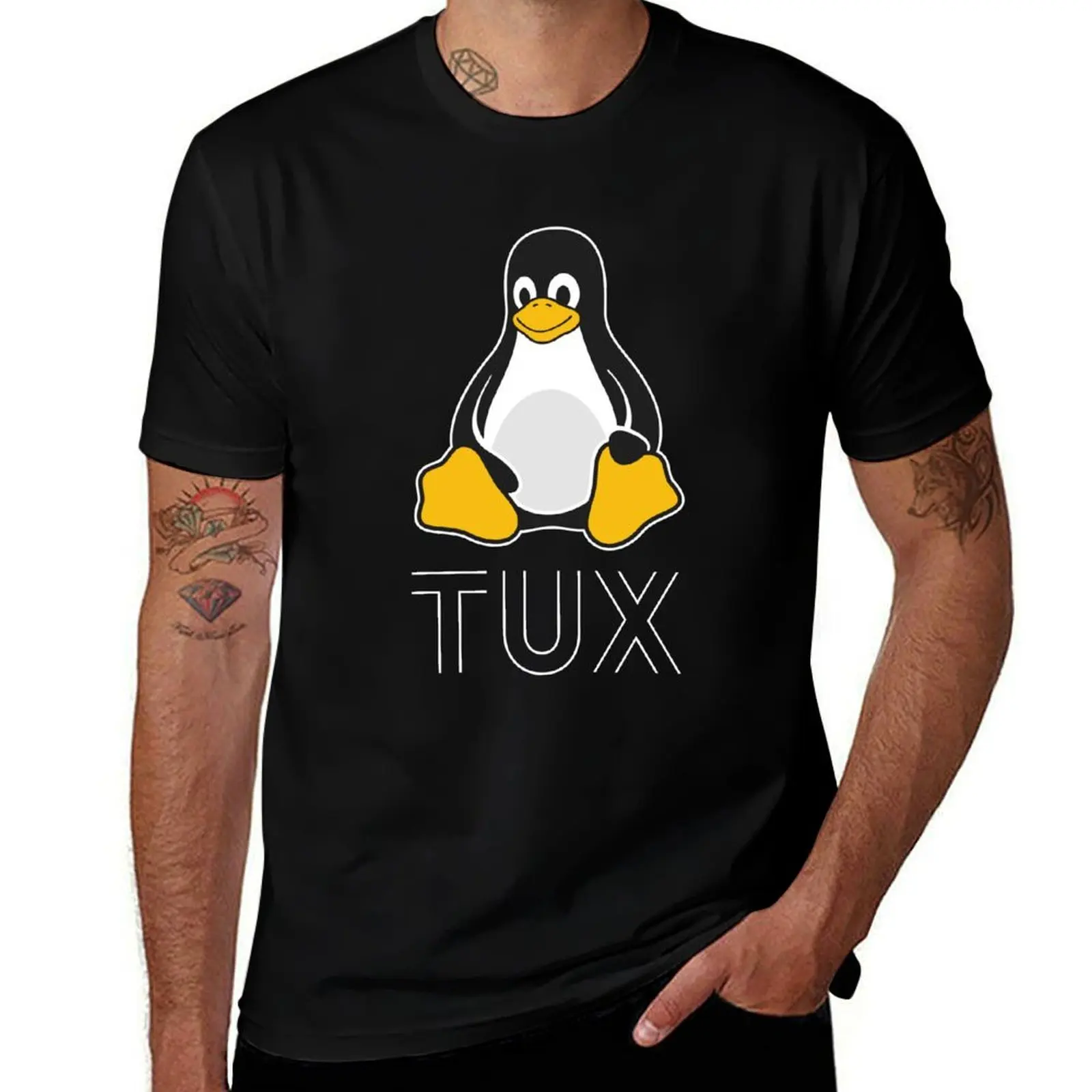 Tux Linux T-Shirt Work Wear Simple Tee Shirt T-Shirt