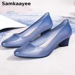 36-40 Women Sandals Summer Female Platform High Heels Shoes Mujer Slip-On Transparency Mules Clogs Casual Beach Jelly Footwear 1
