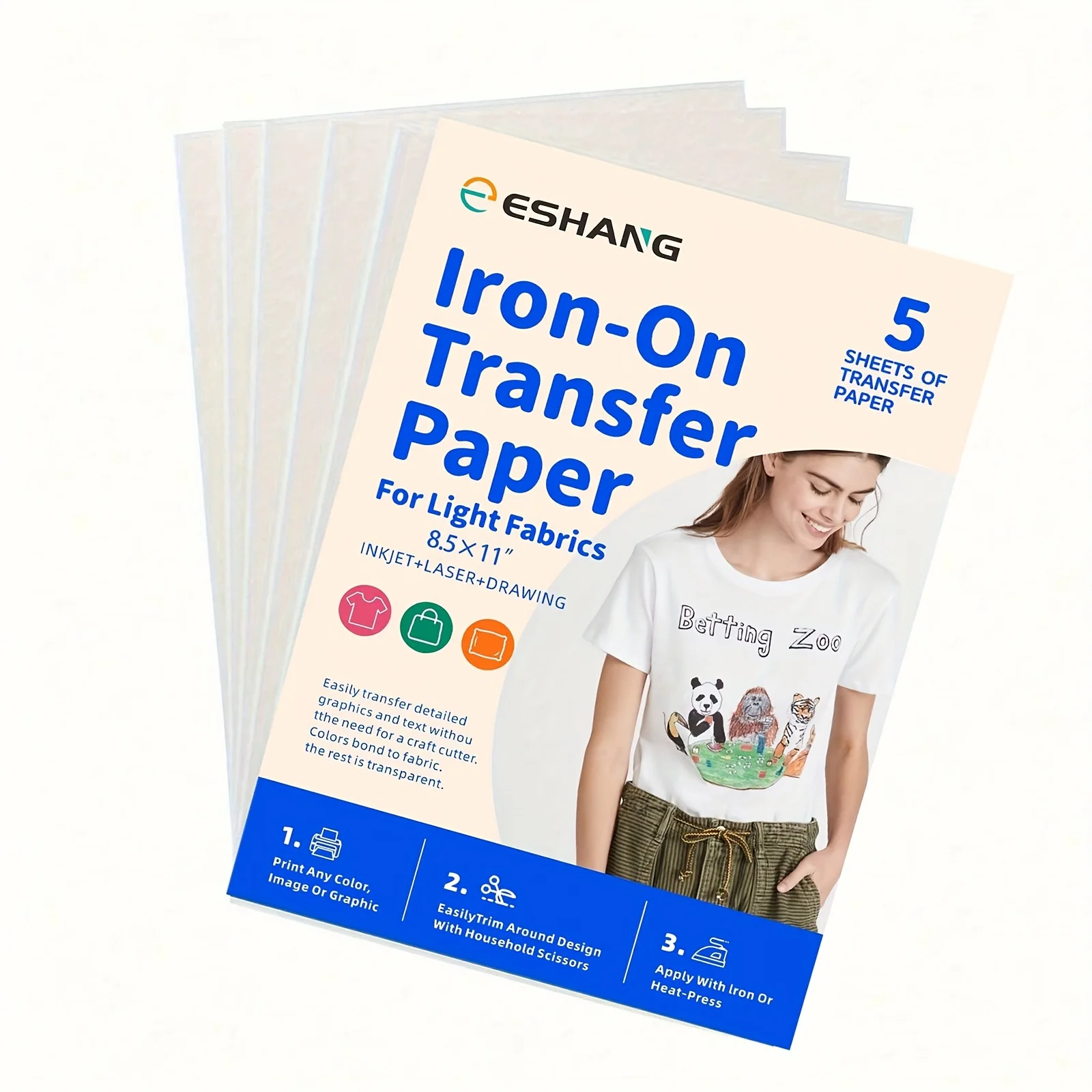 ورق نقل حراري مقاس A4 مكون من 5 أوراق للتي شيرت فينيل نقل حراري قابل للطباعة للحديد على نقل النافثة للحبر