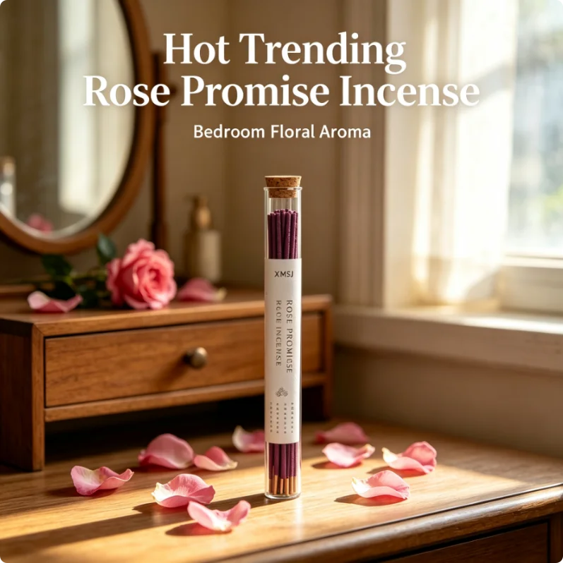 XMSJ Rose Promise Incense 20g Natural Floral Aroma Home Yoga Meditation Stress Relief Burn Time Approximately 30 Mins