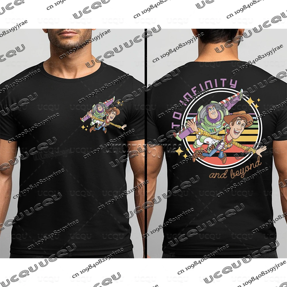 

Футболка с принтом «История игрушек Диснея», повседневная футболка с круглым воротником и короткими рукавами, Вуди Базз Лайтер, одежда для косплея, модная мужская одежда