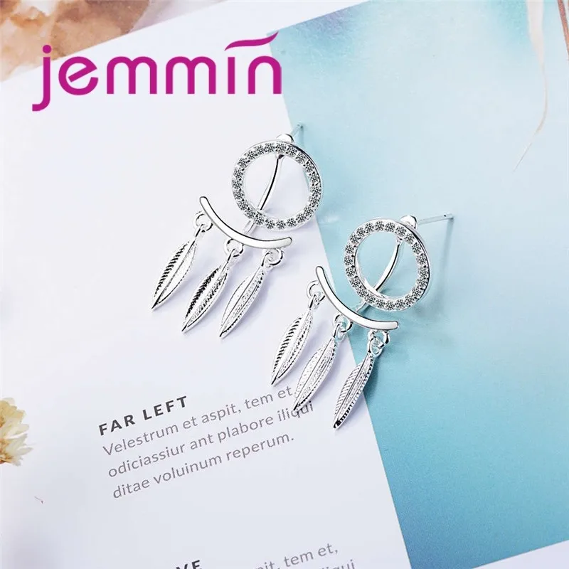 

Classic Style Drop Earrings For Women Lady Top Quality 925 Sterling Silver Bohemia Feather Type Earrings