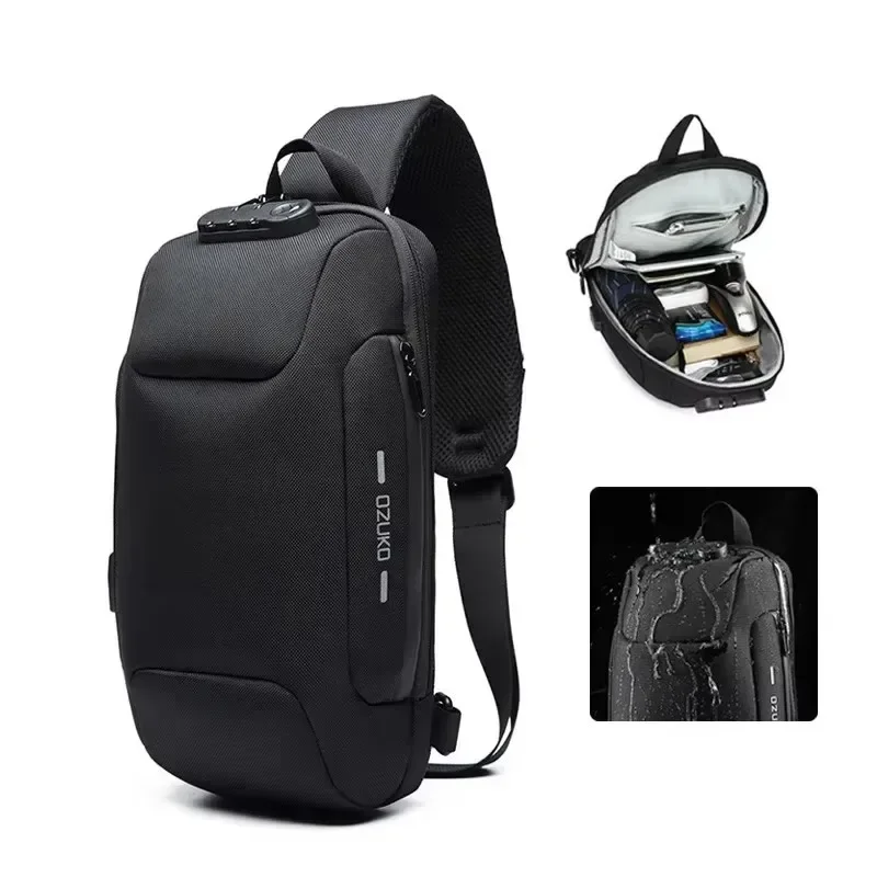 

New Men's Chest Bags Trendy Sports Shoulder Bag Neutral Password Lock Outdoor Tactical Waterproof Men's Large Capacity Backpack