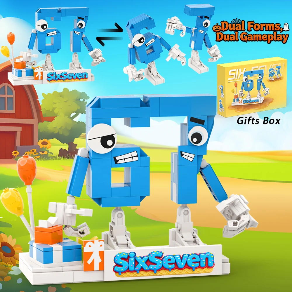 67 Meme Brainrot DIY Building Block Set Toy, Dual Form, Dual Gameplay，STEM Construction Toy for Desk Decor & Birthday Gift Box