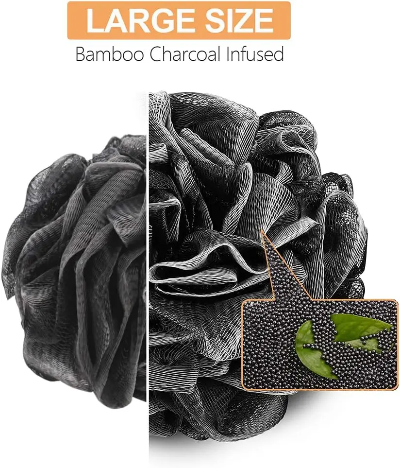 Губка для ванны из люфы Luffa Loufa, скребок для тела, сетчатый пуф, шарик для душа, отшелушивающая губка для душа, упаковка из 4 шт. (60 г/шт.)