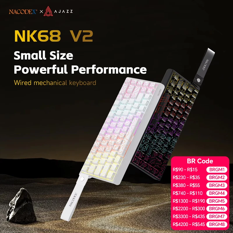 AJAZZ NK68V2 Single-Mode Kabelgebundene Mechanische Tastatur Tragbare Gaming-Tastatur RGB Hot-Swappable PC Leichte Mechanische Tastatur