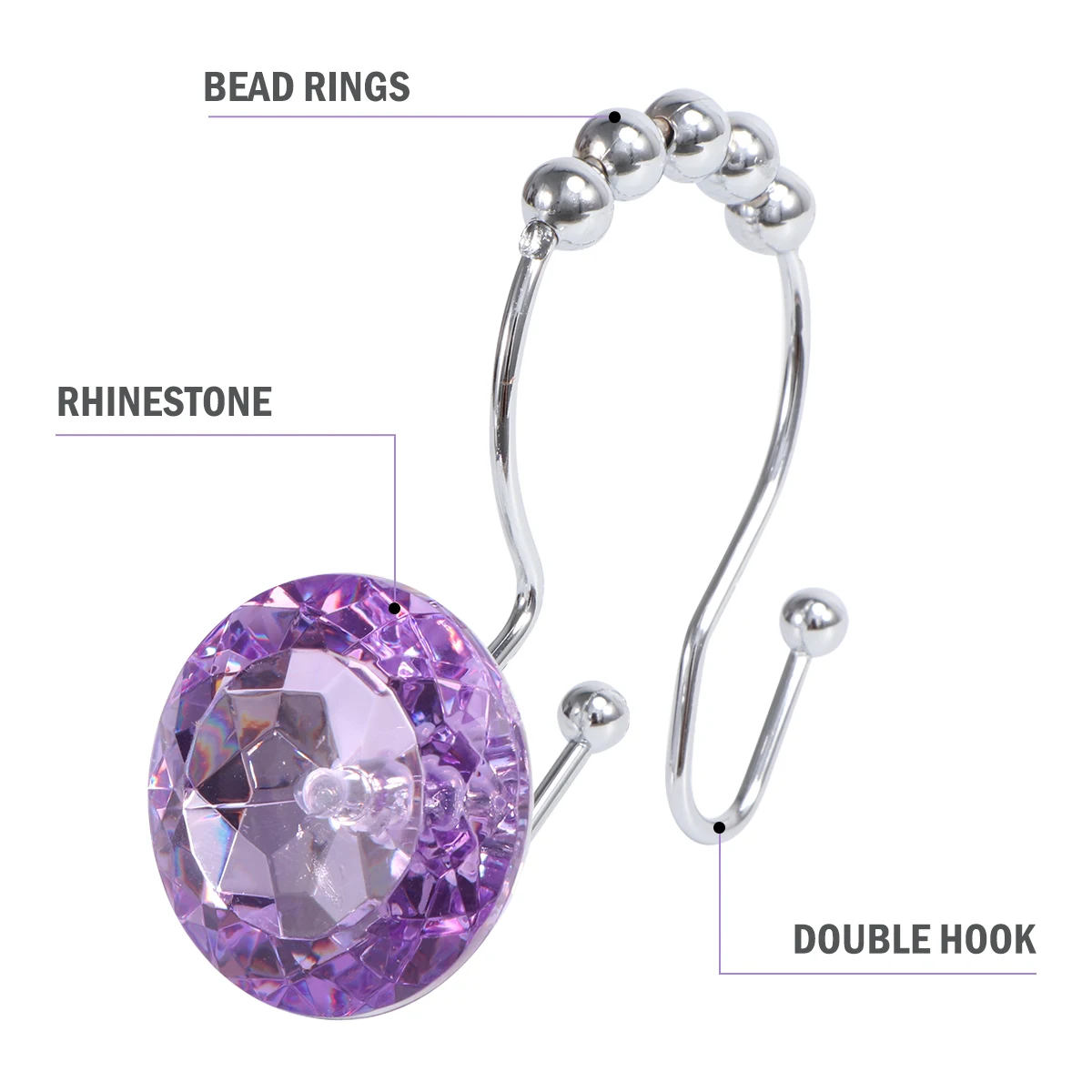 

12pcs Water Resistant Shower Curtain Glide Smooth Rustproof Double Hooks For Shower Liner Curtain Easy Swap Sturdy Stainless