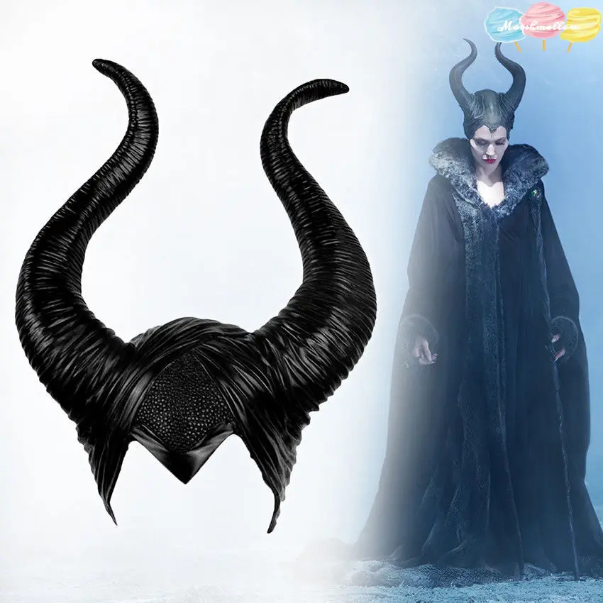 Image of Cappello malefico cappello di vacchetta Sleeping Beauty puntelli Halloween nero Queen Cosplay cappello di corna di strega copricapo maschera copricapo maschera Party cod004