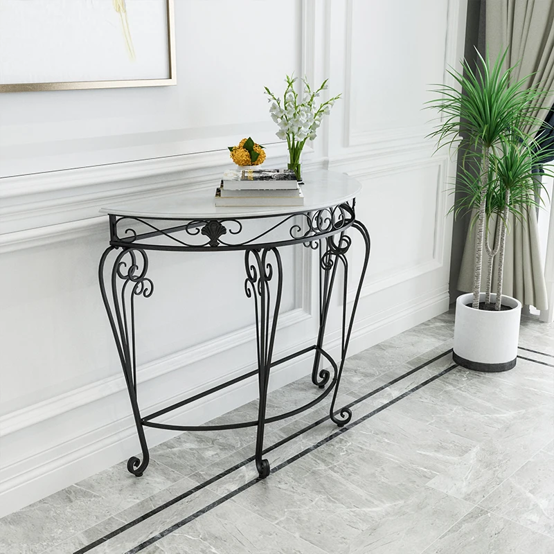 European MDF Entrance Table Living Room Console Table Hallway Semi-round Console Table  Bedroom Corner Table Furniture Decor