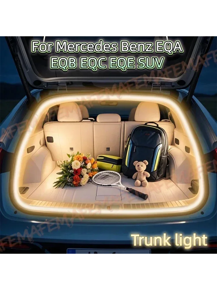 Für Mercedes Benz EQA EQB EQC EQE SUV Kofferraumbeleuchtung Ambientebeleuchtung Modifikationslicht Heckklappen-LED-Lichtleiste Weiß Warmweiß