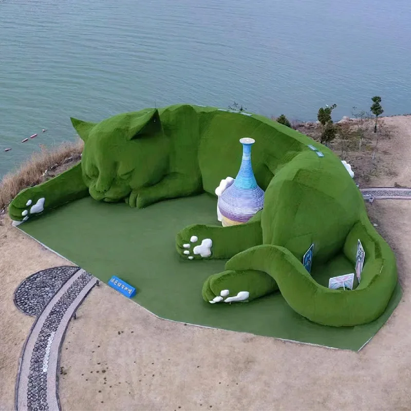 Outdoor Garden Decoration Theme Park Decoration Large Green Plants Sculpture Grass Animals