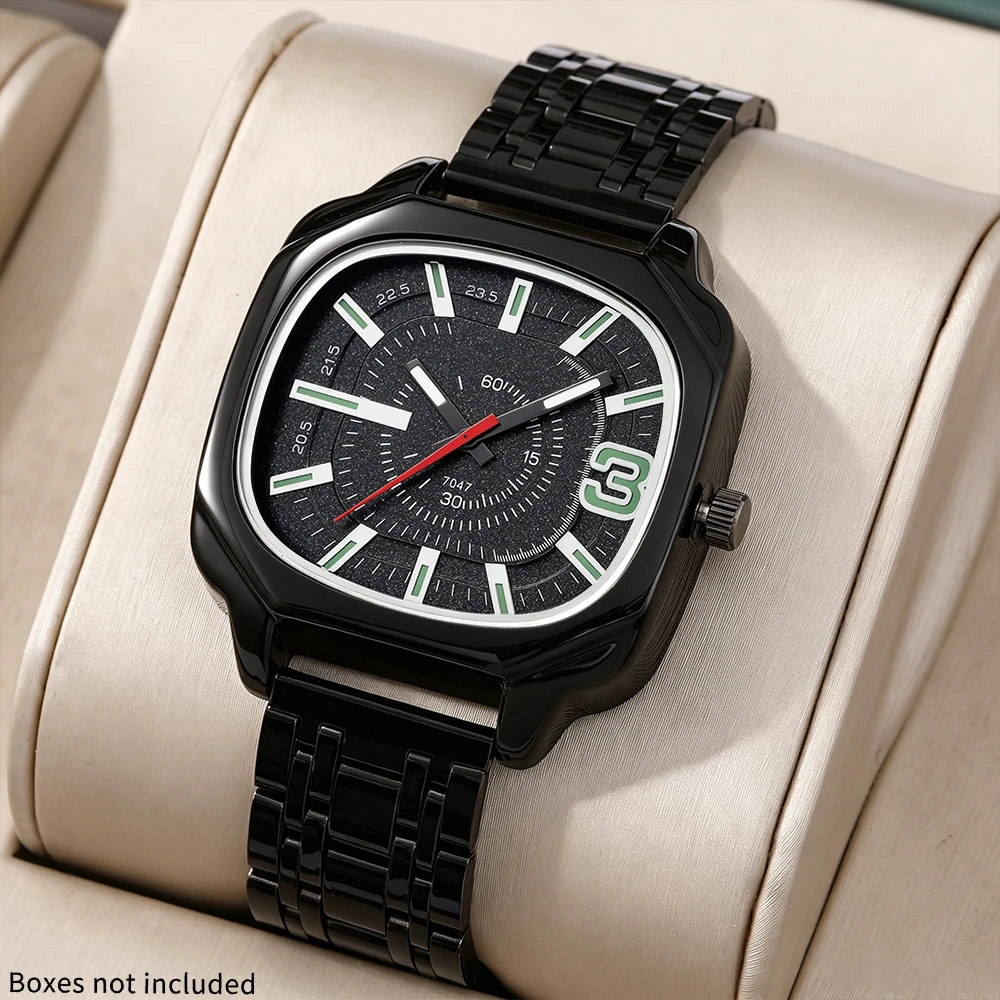 1 PC niche design handsome men's steel strap quartz watch without box
