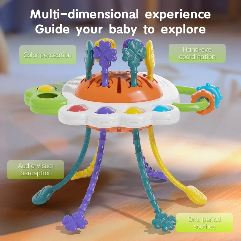 Activity Development Owl Pull String Toys Silicone Teething Rattle Educational Learning Baby Sensory Montessori Boys Girls Gifts