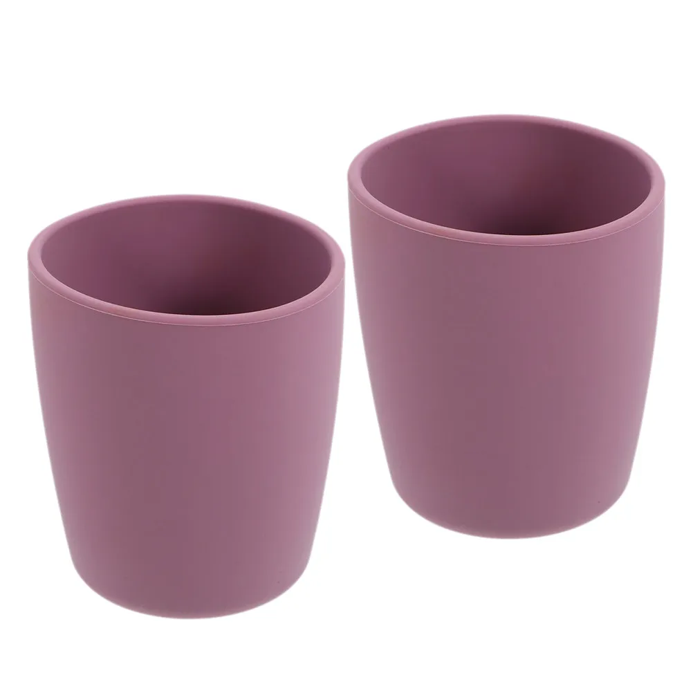 2Pcs Silicone Training Cups Kids Unbreakable Toddler Drinking Cups Non-Tip Ergonomic Water Cup Transition Bottle to