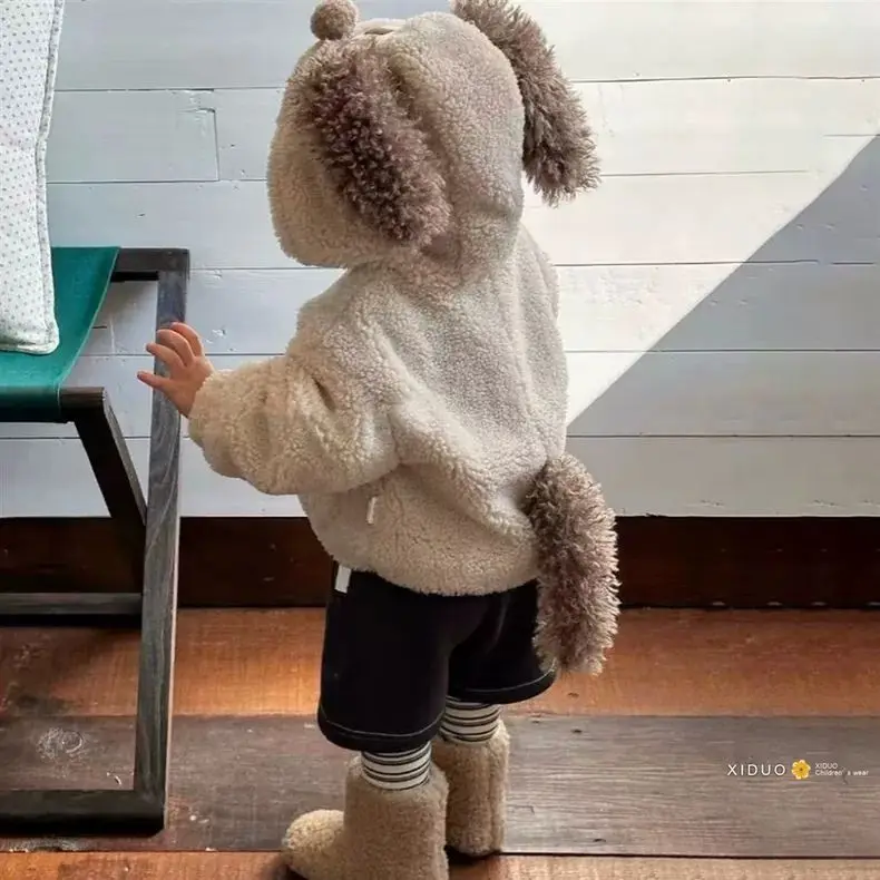 18M-5-7T معطف الفتيات الكورية جديد دافئ للأطفال الخريف والشتاء لطيف مقنعين الحرارية معطف الفتاة #4