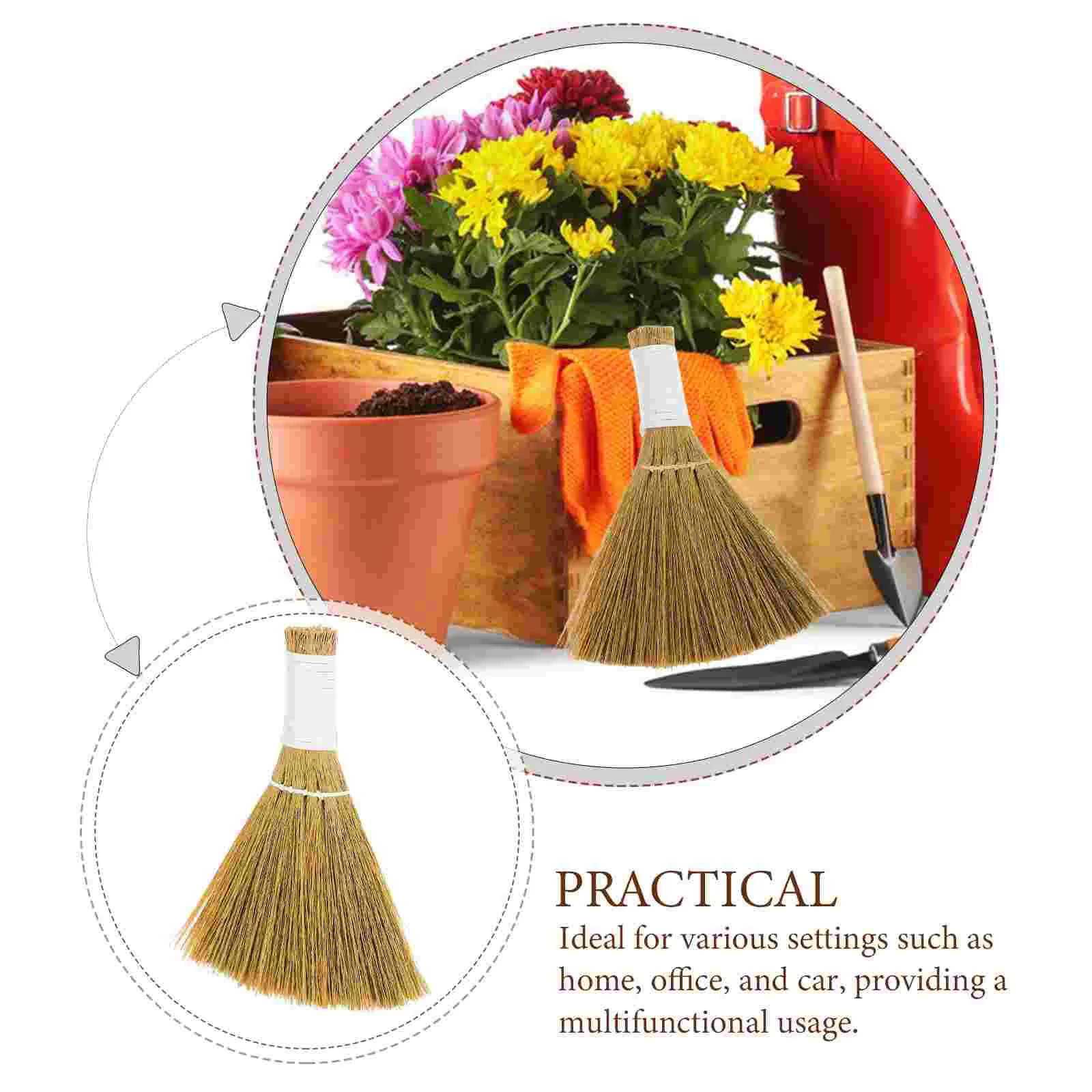 Small Handheld Mini Miscanthus Broom Desk Dust Brush Table Cleaning Broom Soft Material Compact Design Versatile Cleaning Garden