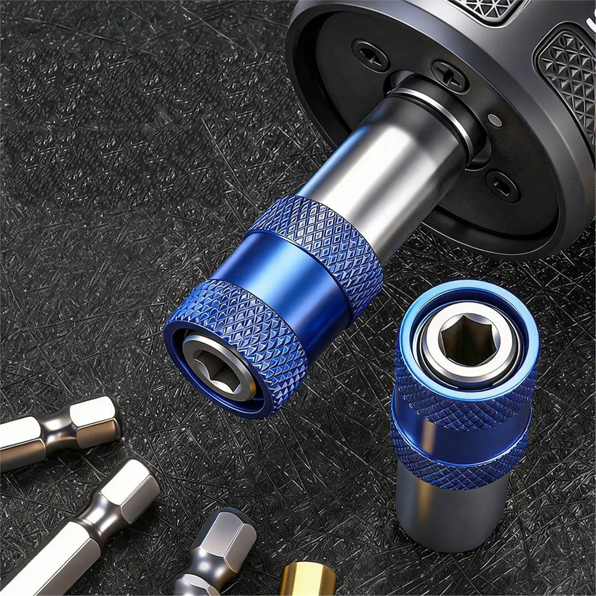 【UPGRADED VERSION】10mm Threaded to 1/4 Inch Hex Adapter Long-Lasting Automatic-Locking Hex Shank Adapter Quick Release Drill Con