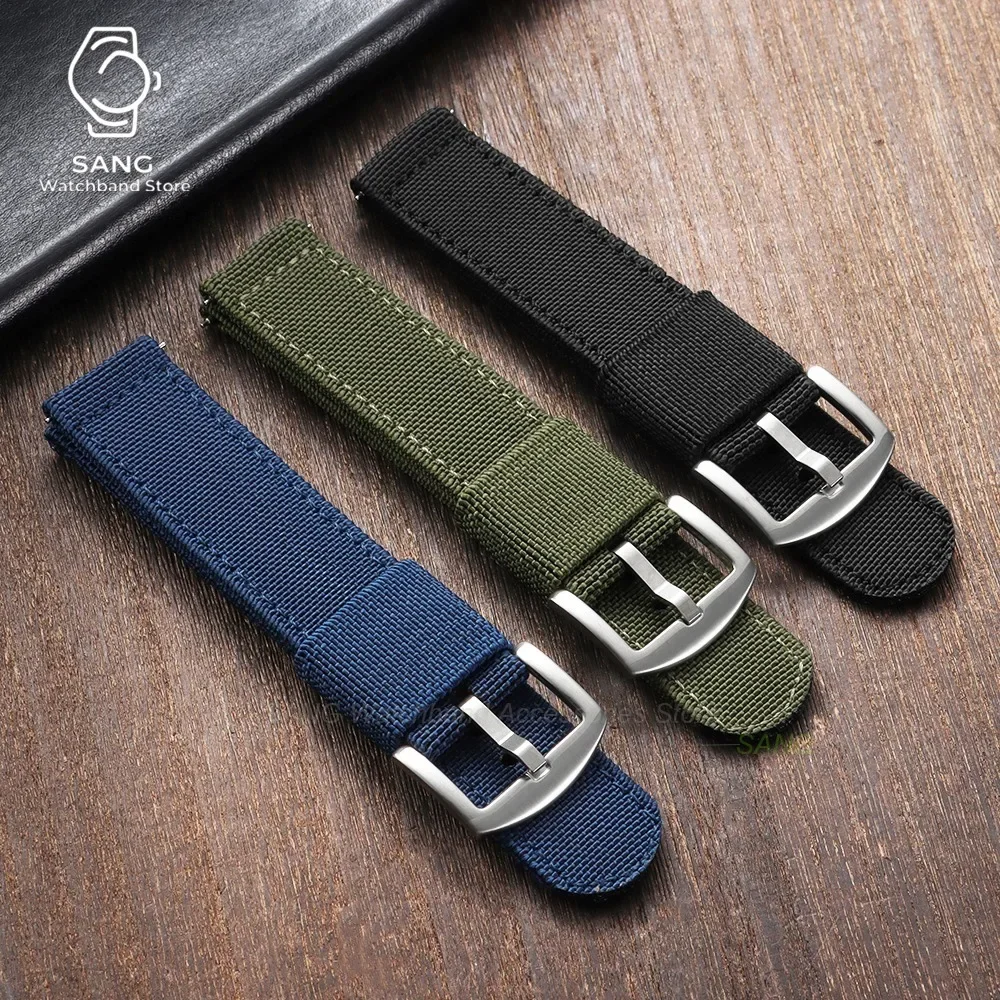 20mm 22mm Nylon Watch Band Men Sport Military Strap Quick Release Bracelet Smartwatch Woven Elastic Fabric Wristband Accessories