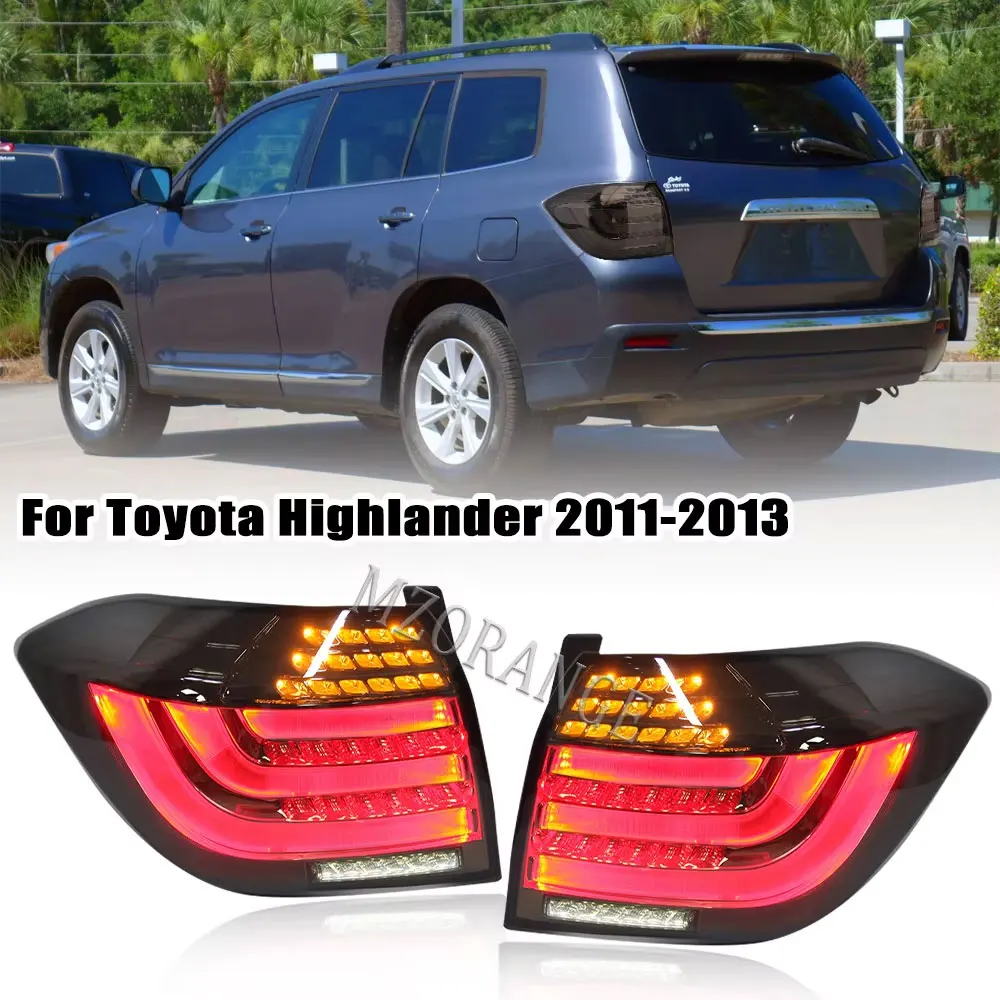 

For Toyota Highlander 2011 2012 2013 2PCS Tail Lights Rear Turn Signal Brake Lamp LED Smoked Lens Modification Car Accessories