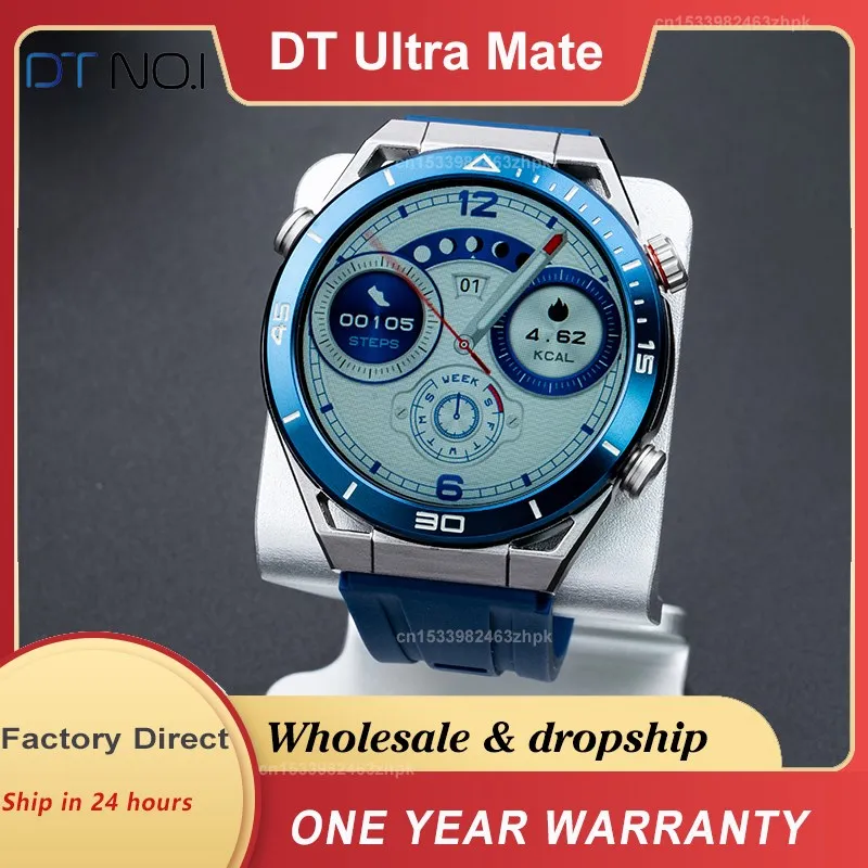 DT Ultra Mate Smart Watch Men 454*454 HD Screen Wristwatch Bluetooth Call Compass GPS Route Tracking NFC ECG 100+ Sports Mode.