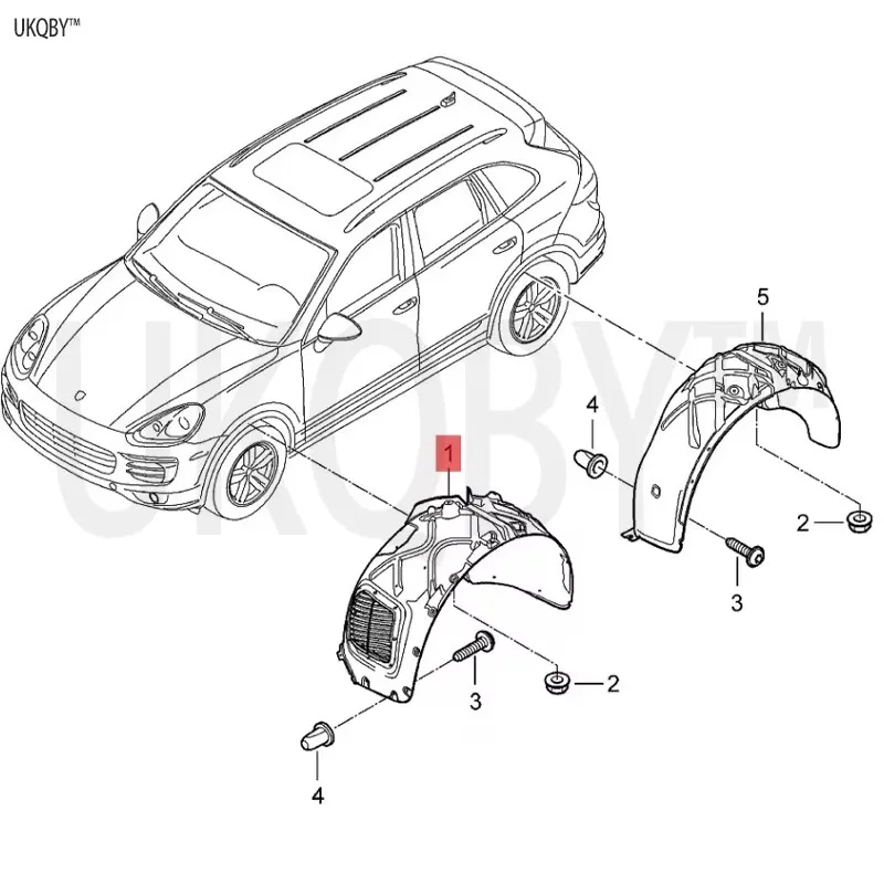95850496105/958 504 962 01 Applicable to: Po rs ch e 15 Ca ye nn e front fender lining with mesh 95850496105 right