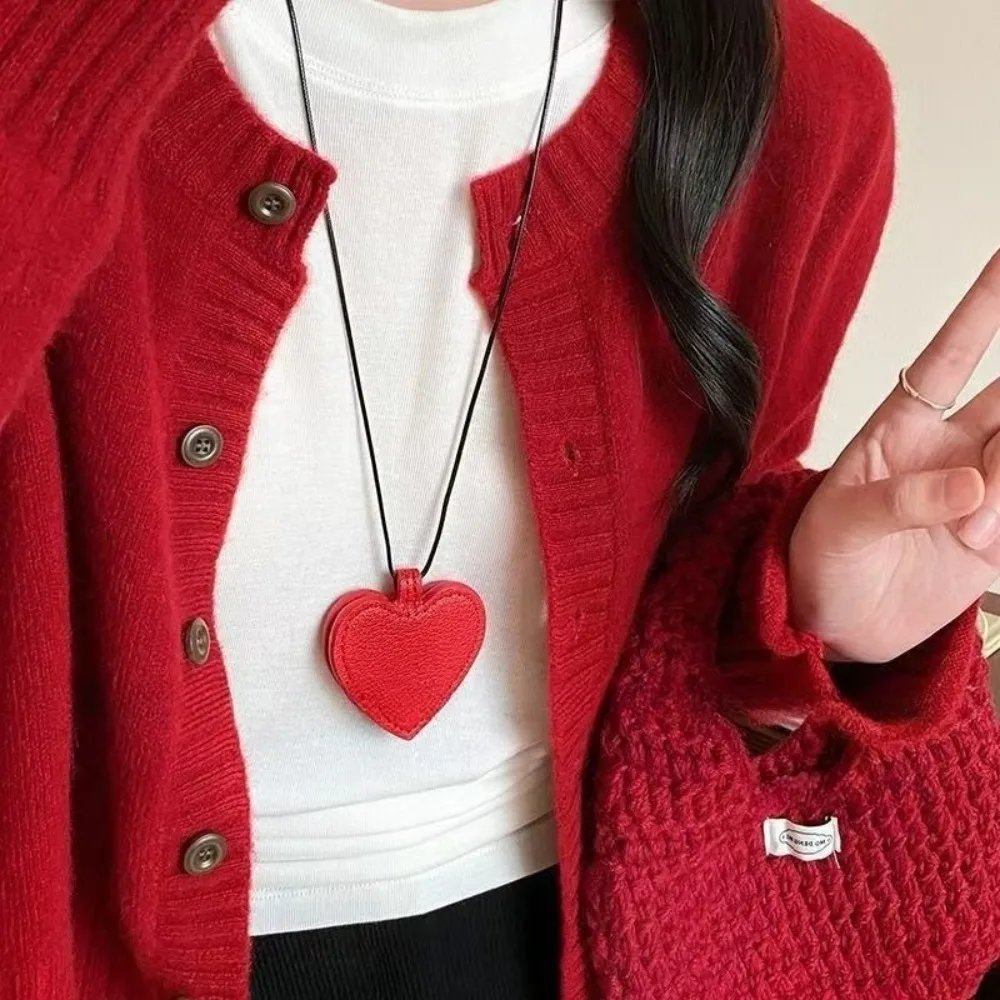 

Anti-lost Heart Magnetic Glasses Bag Sunglasses Storage Eyeglass Clip Pu Leather Lanyard Glasses Clip Organizer Gadget