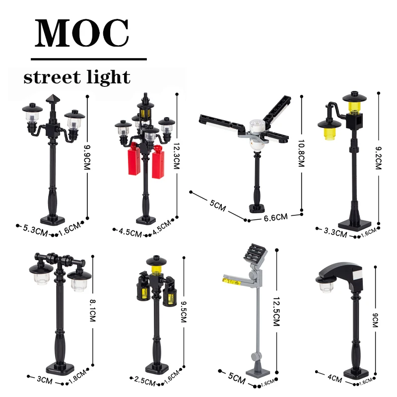 مجموعة إضاءة الشوارع على شكل شخصيات المدينة ، قطع غيار MOC نموذج لألعاب الأطفال #6