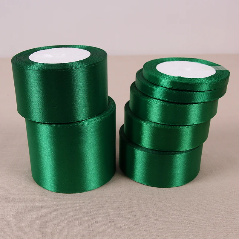 (25 Yards/roll) Green Single Face Satin Ribbon Party Decoration Gift Wrapping Christmas Ribbons Sewing