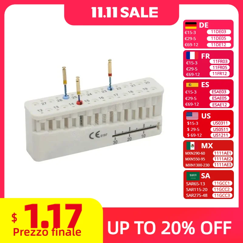 

Dental Endodontic Files Block Endo Files Measuring Block 134 Degree Autoclaval Sterilization Endo Ruler Dental Instrument