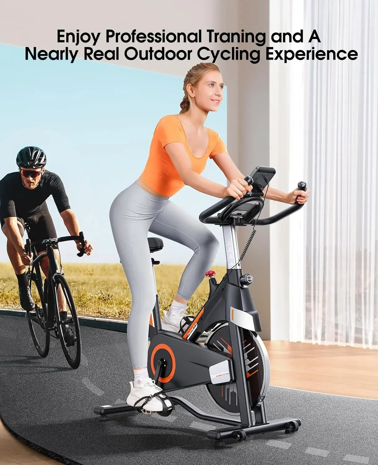 Exercise Bikes,Magnetic Resistance,Quiet Belt Drive Indoor Stable Cycling Bike 330LBs for Home, Monitor & Phone Mount