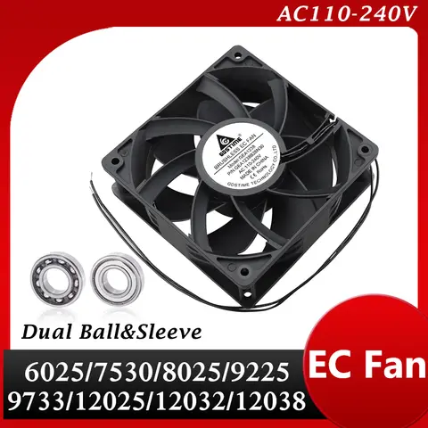 Gdstime EC Axial Fan 220V 230V Ventilator 60MM 80MM 92MM 120MM EC Brushless Cooling Fan 7530 9733 Blower Fan 110V 120V AC Cooler