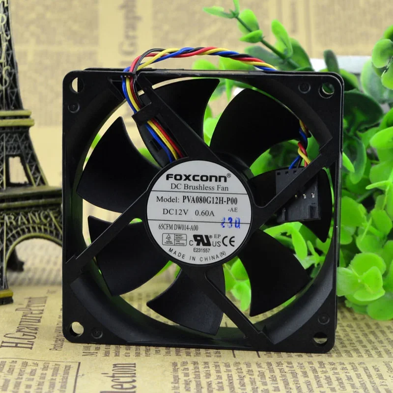 

New Fan For FOXCONN PVA080G12H-P00 12V 0.60A 4-wire Fan CPU Radiator 8CM 8025 80X80X25MM