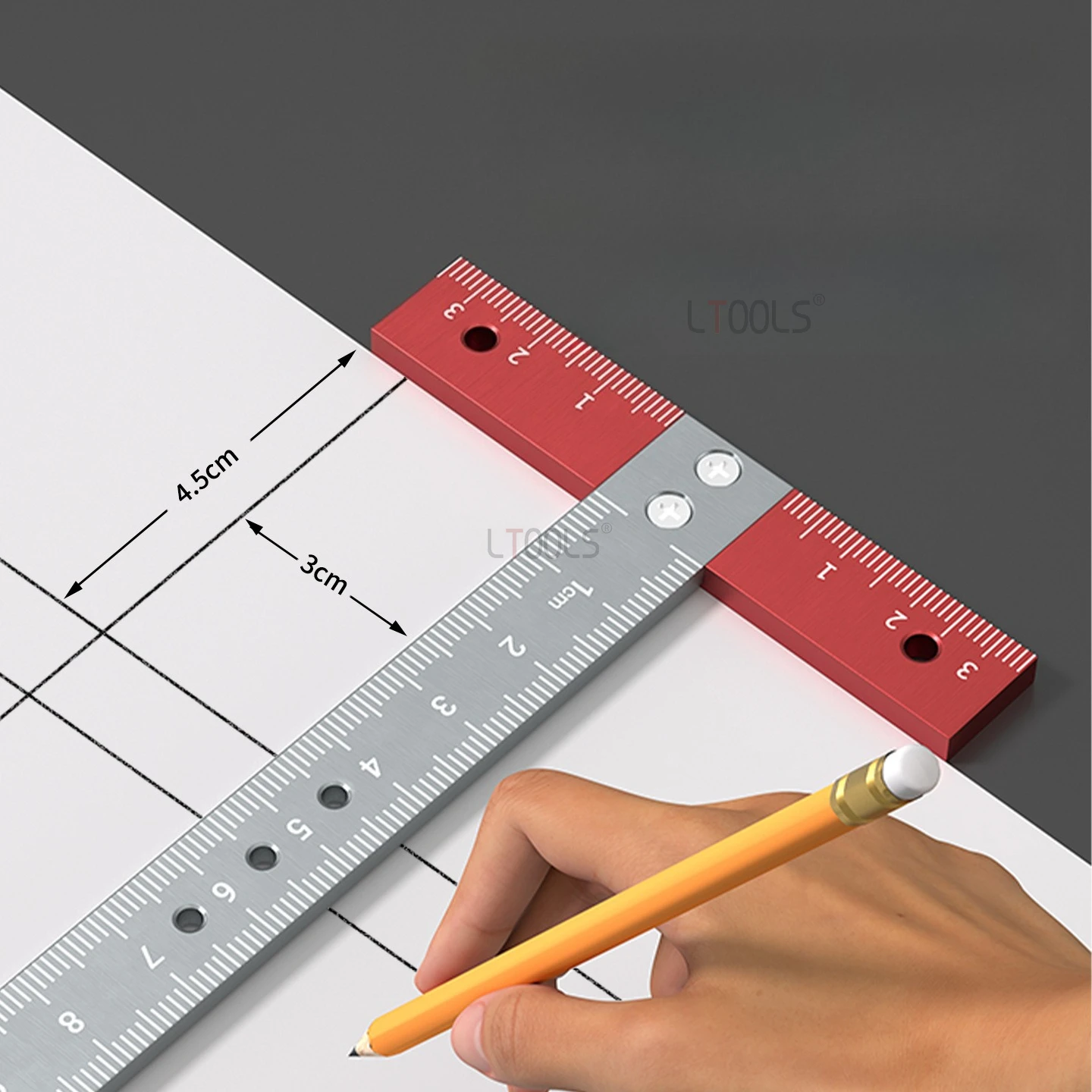 

Т-линейка для деревообработки, линейка с фиксированной отметкой из алюминиевого сплава, маленькая высокоточная градуированная квадратная линейка, ручной измерительный инструмент с несколькими отверстиями