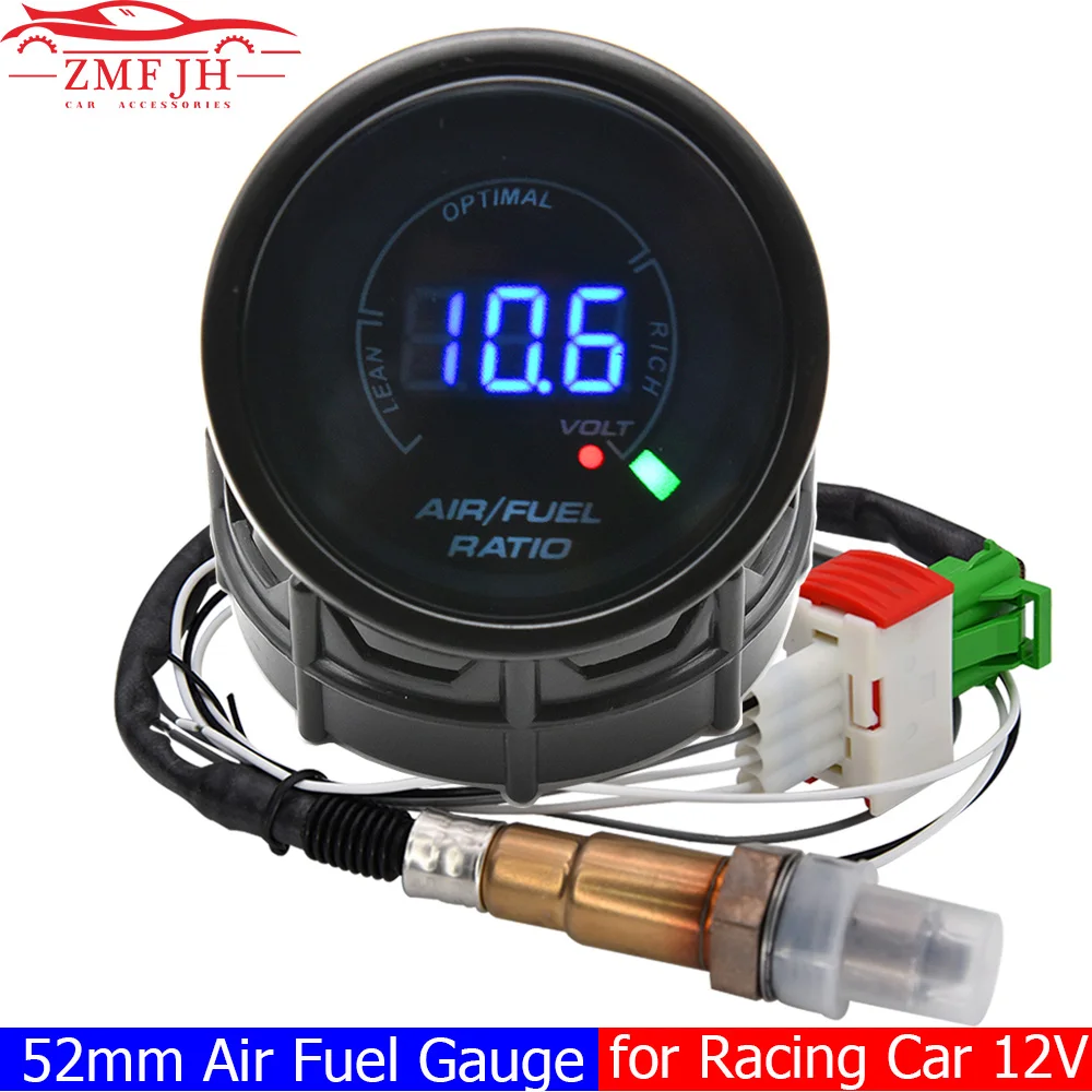 52Mm Digital Air Fuel Ratio Gauge Smalband O2 Zuurstofsensor Auto Gauge Afr Meter Fit Voor Racing Auto 12V Воздушное Топливо